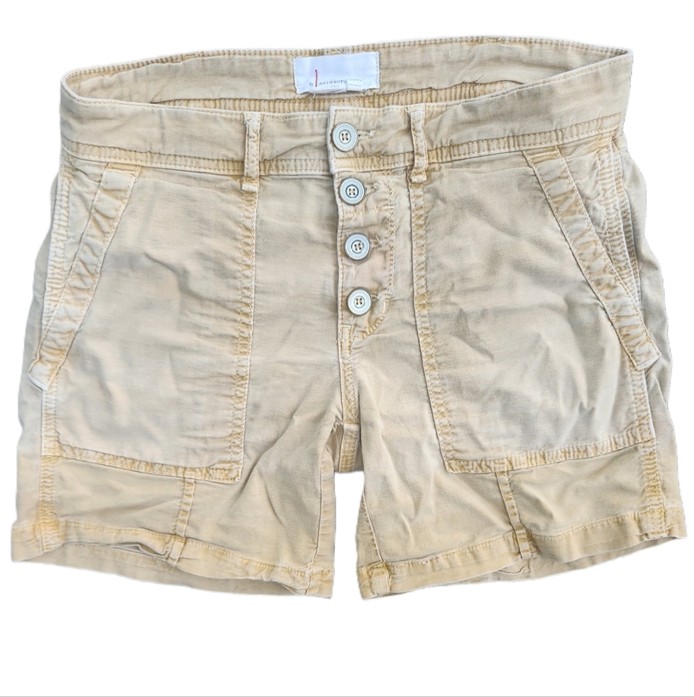 Anthropologie Size 2 Butter Yellow Button Up Shorts Longer Style
